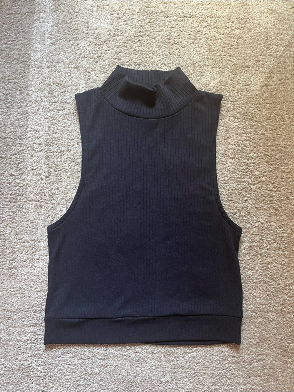 silence + noise Black Ribbed Mock Neck Tank